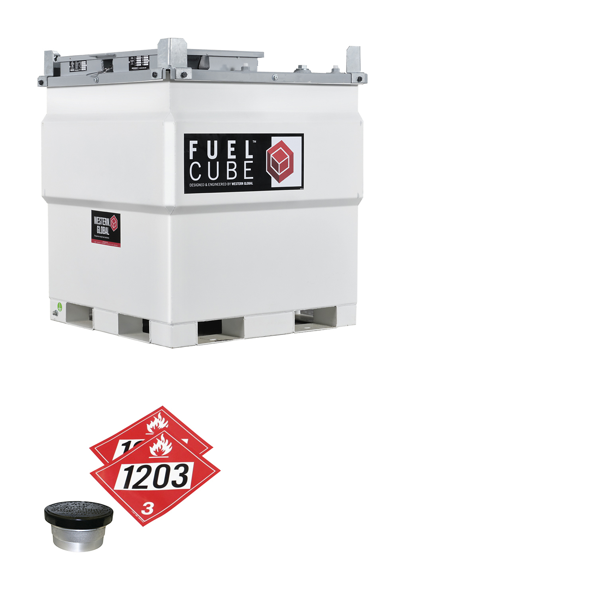 Western Global, FuelCube, 252 Gallons, w/Gauge Vent Kit, Gasoline, Capacity 252 Gal, Shape Square, Model# FCPWN0250-G